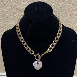 Gold Chain Necklace with Heart Pendant